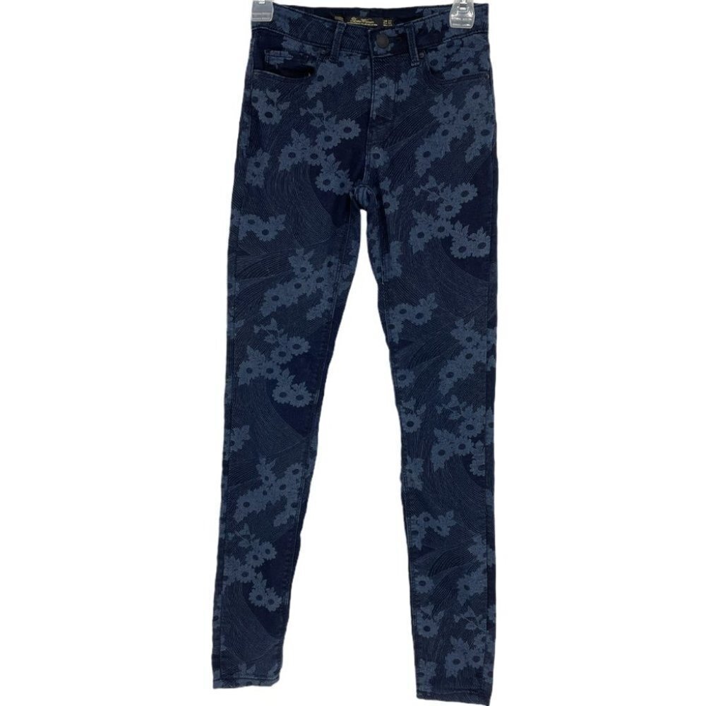 Zara slim fit blue monochrome floral print  jeans